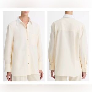 Vince. Contrast-Collar Cotton Oxford Shirt - Butter (M)